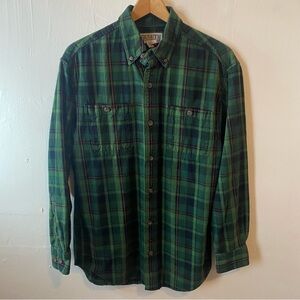 Duluth Trading Co Green and Blue Plaid Men's Shirt